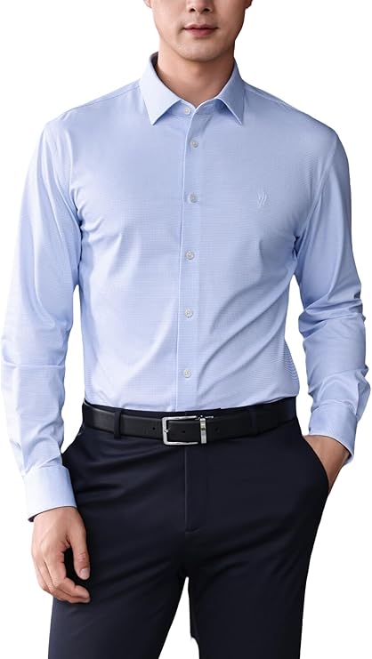 Dress Shirts for Men High-Stretch Breathable Wrinkle-Free Non-Iron Soft Mulberry Silk Button Down Shirts