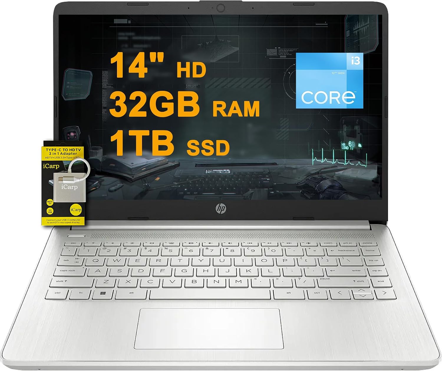 HP 14 Business Laptop 14 HD Anti-Glare Intel Hexa-core i3-1215U Beats i7-1165G7 32GB RAM 1TB SSD USB-C Long-Lasting Battery Win11 wICP Accessory