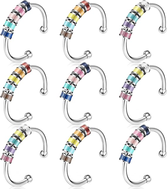 9 Pcs Fidget Spinner Ring for Women Open Silver Adjustable Ring