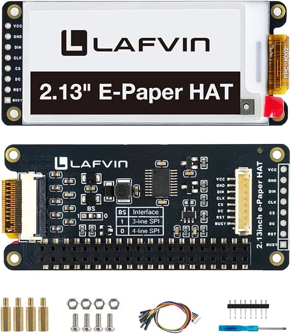 LAFVIN 2.13inch E-Ink Paper HAT Display Module Electronic Whiteboard NVMe M.2 SSD PCIe Compatible with Raspberry Pi 5/4B/3B+/3B/2B/A+/Zero W//Zero 2 W