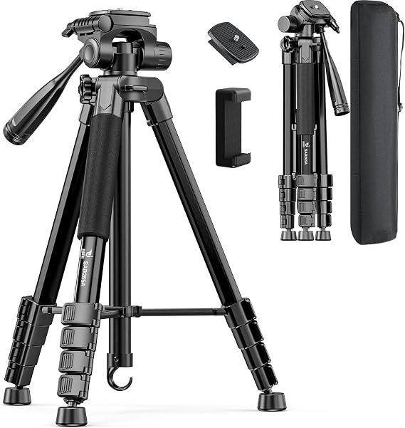73" Camera Tripod for Camera and Phone, Aluminum Travel Tripod