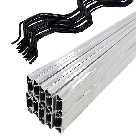 6.6 Ft Wiggle Wire and U-Channel for Greenhouse, PVC Coated Spring Wire & Aluminum Lock Channel Bundle, 20 Sets for Secure Poly Film or Shade Cloth Attachment
