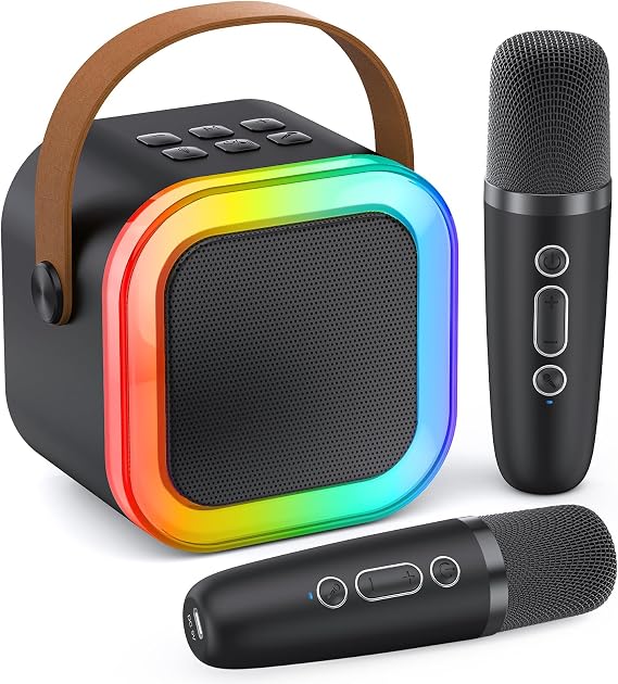 Karaoke Machine Kids Adults,Bluetooth Speaker with 2 Wireless Microphones