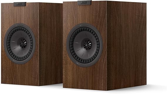 KEF Q1 Meta Bookshelf Speakers (Pair, Walnut) - Passive 2-Way HiFi Bookshelf Speaker with Uni-Q Driver Array for Home Stereo & Audiophile Sound