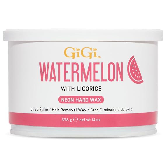 Gigi Neon Hard Wax Watermelon, Stripless Wax for Hair Removal, Ideal for Sensitive Skin, 14 Oz