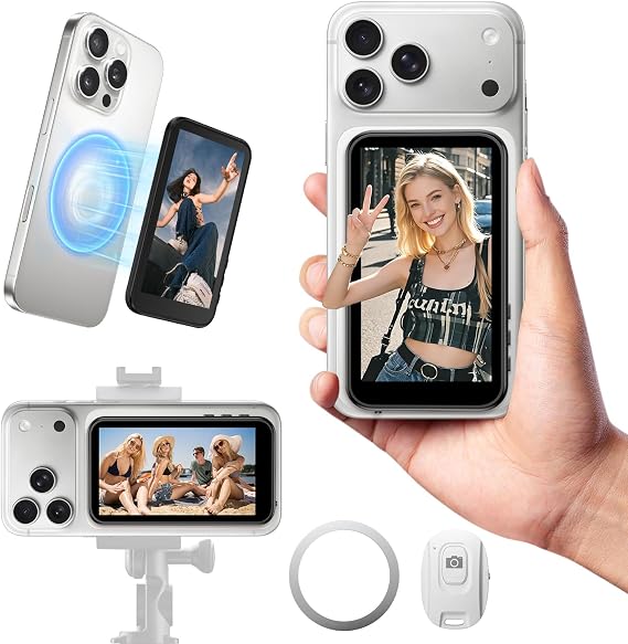 Wireless Vlog Selfie Monitor Screen for iPhone & Android Black