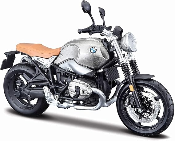 Maisto BMW R Nine T Scramble Motorbike- 1:12 Scale - Incredibly Detailed Die-Cast Replica Collectible Motorcycle Model, Silver