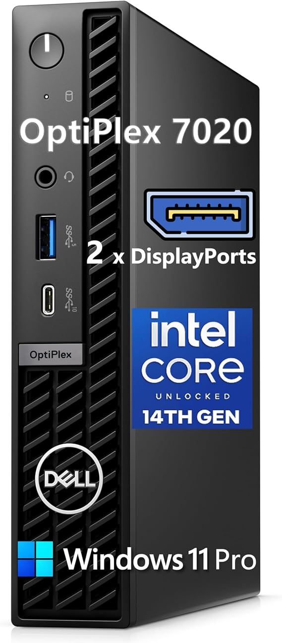 Dell OptiPlex 7020 Mini Desktop Computer, 16GB DDR5 RAM, 256GB PCIe SSD