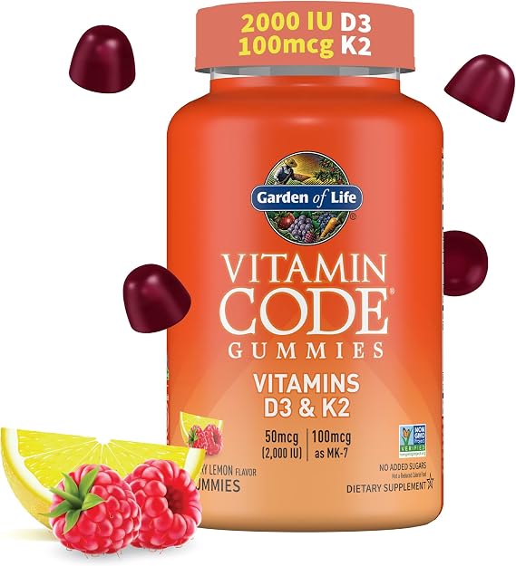 Garden of Life Vitamin Code D3 & K2, Raspberry Lemon Flavor, 45 Gummies
