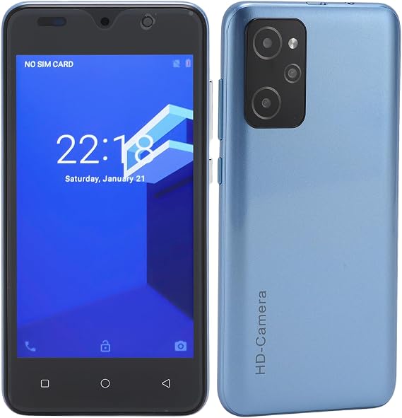 Yoidesu 5 Inch Smartphone with 1440 x 3040 Resolution, 4GB RAM 32GB ROM, Face Recognition, 8MP Camera, for Android 12 with HD Screen, MT6580M Processor (Blue)