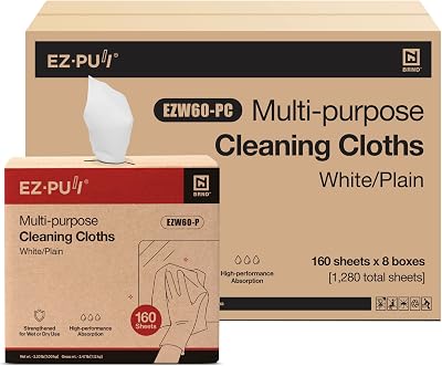 EZbrnd Multi-Purpose Cleaning Cloths Towels, Pop Up Box, White Shop Towels, 160 Sheets x 8 boxes [X60]
