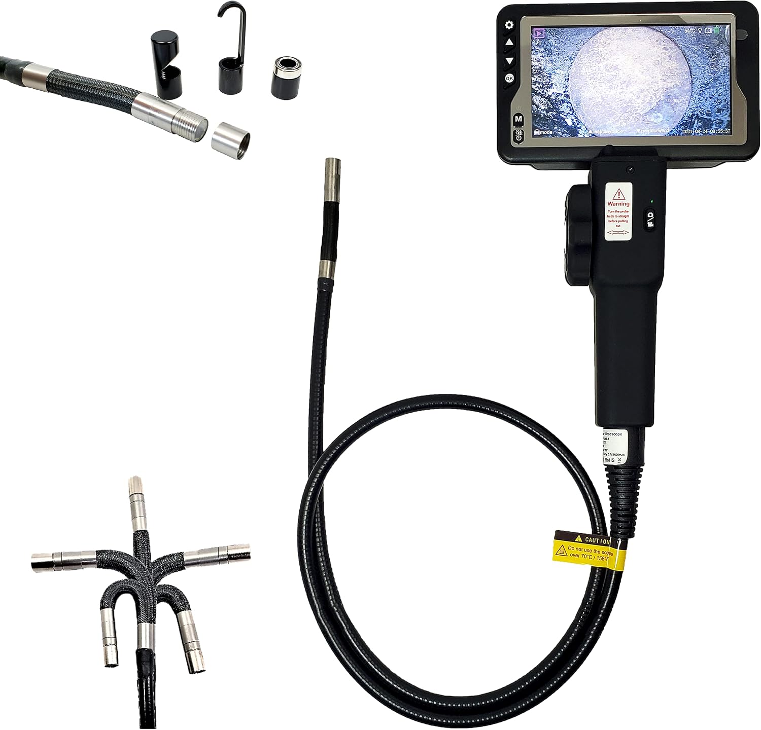 Vividia VA-850 LCDWiFi Two-Way Articulating Borescope Inspection Camera with 0.335 Diameter 3.3ft Long Probe, 1920x1080 Resolution, IPS 4.5 LCD Monitor, and Wireless for iOS & Android