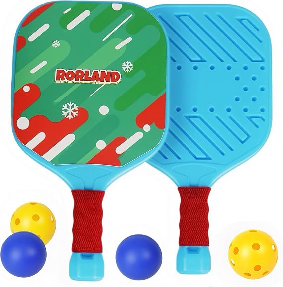Pickleball Paddle Set of 2 for Kids, Lightweight Racket | Beach Tennis, Pool Bat Ball Set, Family Garden Games, Indoor Outdoor Sport, Gift for Teenagers Juniors Beginners
