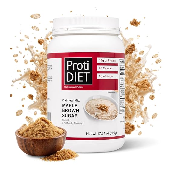 ProtiDIET Instant High Protein Oatmeal, Maple Brown Sugar, 20 Servings