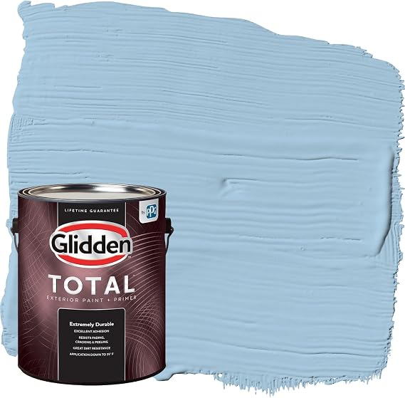 Glidden Total Exterior Paint & Primer All-in-One, Blue Bows/Blue, Satin, 1 Gallon