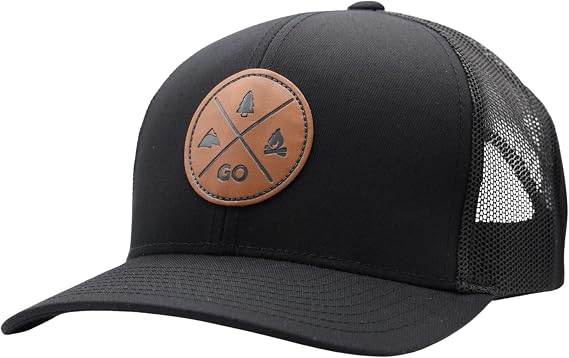 LINDO Trucker Hat [ GO Outdoors Design ] for Men and Women: Mid Profile Cap with Breathable Mesh Back and Adjustable Snap