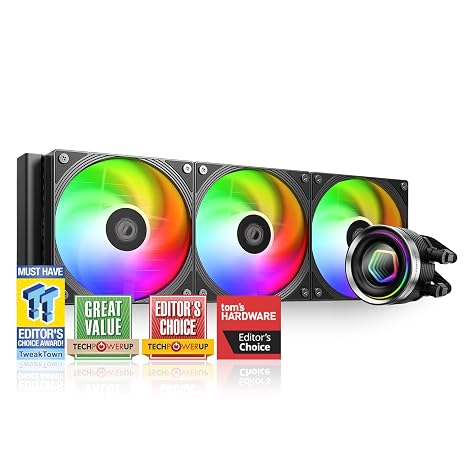 ID-COOLING FX360 INF 360mm Liquid CPU Cooler, AIO Cooler with ARGB Infinity Mirror Effect, 3x120mm Daisy-chained Fans Low-noise Operating 27.2dB(A) Max., Intel LGA1851/1700/1200/115X & AMD AM5/AM4