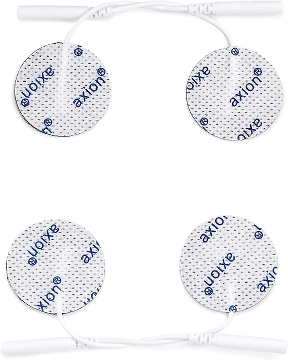 4 Small Round Electrodes Pads - 32mm Diameter - Compatible to TENS EMS Units with 2mm Connection - axion Brand Quality by axion.Germany