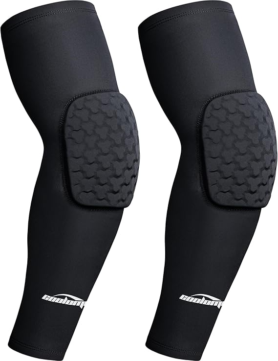 COOLOMG Padded Arm Sleeves Compression Elbow Pads for Volleyball Basketball Football Youth Kids Adult