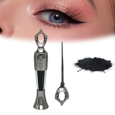 vlrbfl Powder Eyeliner, Eye Liner, Handmade 100% Natural Eyeliner Powder, Long Lasting Arabic EyelinerPowder for Natural Makeup, Long-Wearing, Smudge-Proof Black