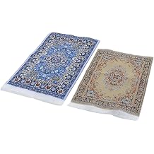 2 PCS Dollhouse Accessories 1:12 Scale Miniature Rugs, Vintage Style Woven Carpets ,17 x 10 cm,for Dollhouse Decoration