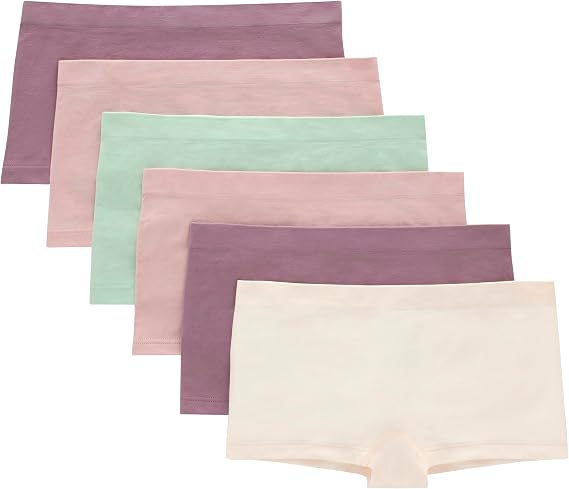 Hanes Tween Girls Underwear, Seamless Girls Panties, Boyshort & Hipster, Assorted Colors, 6-Pack