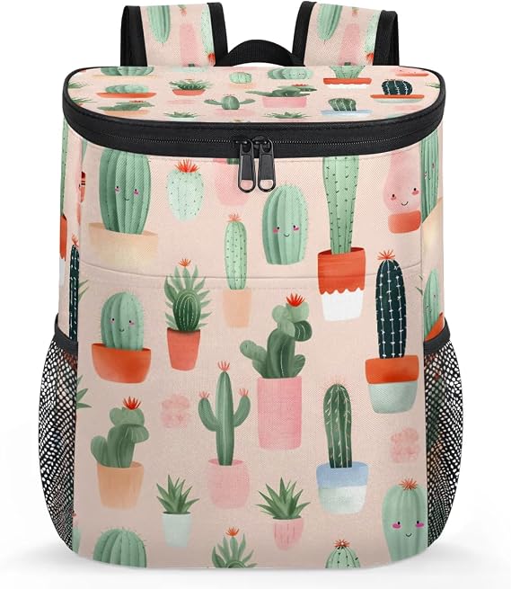 Backpack Cooler Cartoon Cactus Cooler Backpack Insulated Leak Proof Soft Cooler Bag for Men Women Lunch Backpack for Camping Picnic Hiking Beach Travel