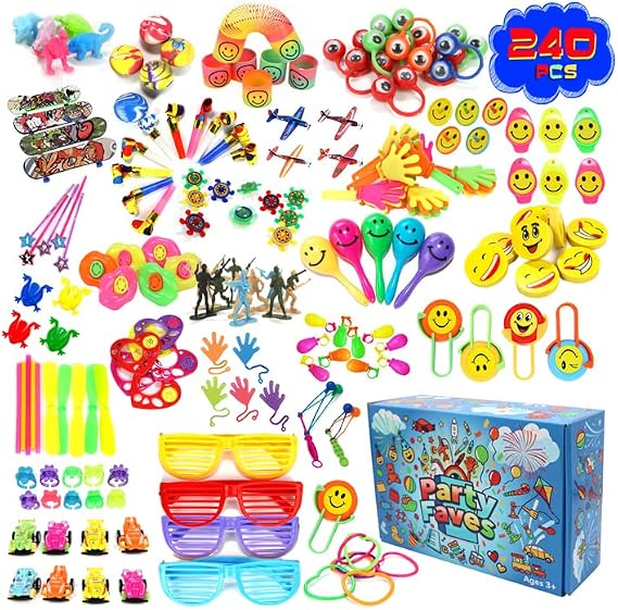240PC Party Favors for Kids Goodie Bags Birthday Carnival Prizes Classroom Pinata Stuffers Goodie Bag Fillers Treasure Box Toys