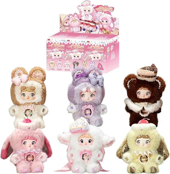 CALEMBOU Plush Blind Box Whole Set, Nommi Sweetheart Series Stuffed Toy, Kawaii Mystery Vinyl Plush Keychain Collectible for Birthday Gift Unrepeated