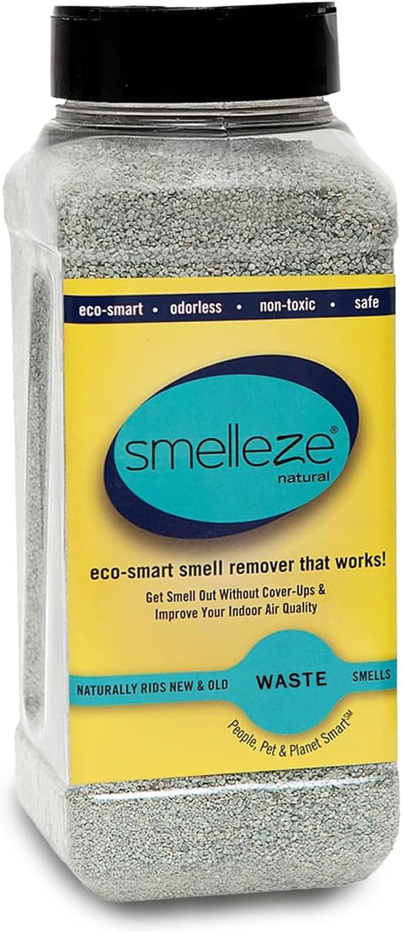 SMELLEZE Animal Waste & Manure Smell Removal Granules - 2 lb. Bottle | Natural Poop & Urine Odor Eliminator - Sprinkle on Waste Odor Source or Manure, 2 lb. Granules