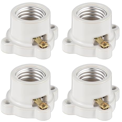 4 Pcs E26 Light Socket Porcelain Lamp Holder Medium Base