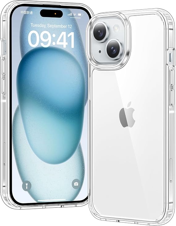 Clear Case for iPhone 15, Ultra Thin, Shockproof TPU Cover, Anti-Yellowing, Crystal Clear, Phone Case for Apple iPhone 15 - Clear