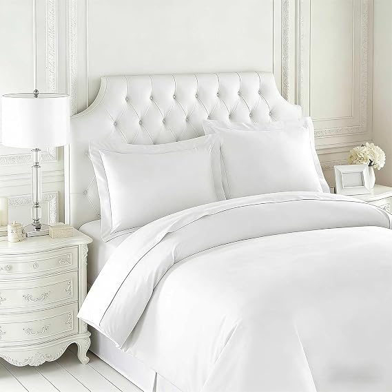 King Bed Duvet Cover 104"x90", 3Pcs Soft Breathable Duvet Cover Set with Zipper Closure & 2 Pillow Shams 24"x40" (White, King (U.S. Standard))