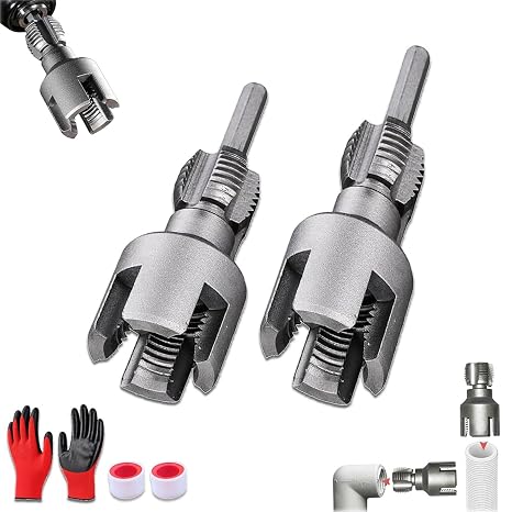 Integrated Internal & External Pipe Threading Tool, Pipe Thread Cutting Tool, Electric Drill Compatible PVC Pipe Threader Kit, PVC Threading Tool Kit, 1/2" 3/4" (1/2"+3/4")