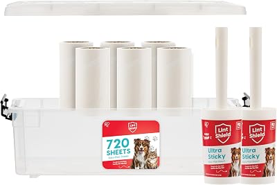 IRIS USA Extra Sticky Lint Roller, Standard Pack  with Storage Box and Refills, 90 SheetsRoll, 720 Sheets Total, Easy Tear Lint Remover for Dog Cat Pet Hair On Clothes, Couch, Bed, Floor