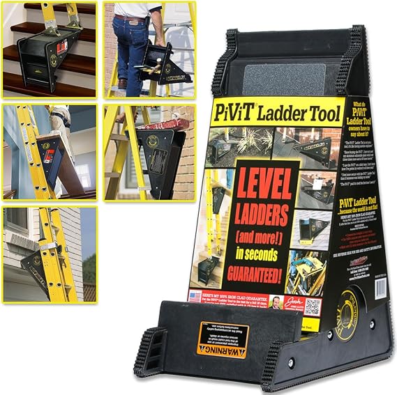 USA Made Original PiViT LadderTool Multi-Use Ladder Leveler | Stabilizer, Wedge, Pitch Hopper, ProVisionTools Inc.TM, 27 Years Safety Record