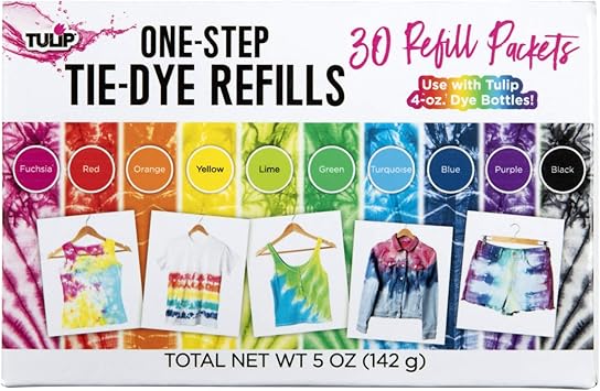 Tulip One-Step Tie-Dye Kit Refills, Rainbow Tie Dye, Multicolor, 30 Pack
