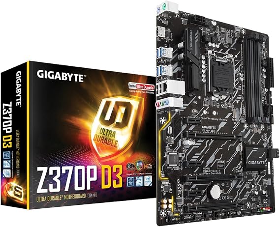 GIGABYTE Z370P D3 (Intel LGA1151/ Z370/ ATX/M.2/ GbE LAN with 25KV Protection/RGB Fusion/Smart Fan 5/ USB 3.1/ ALC887/ HDMI/Anti-Sulfur Resistors/Motherboard)