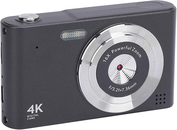 48MP 4K Digital Camera, Retro CCD Camera Digital SLR Camera for Photography, 16x Zoom, 2.4 IPS Screen, Built in Flash, Autofocus, Vlogging Video Cameras for Travel (Black)