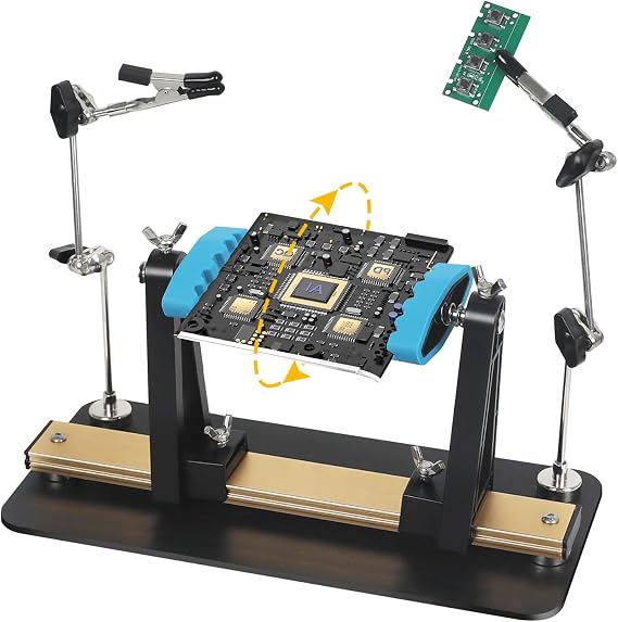Circuit Board Holder 2Helping Hands with Heavy Base for Soldering and Repair, Adjustable 360 Rotation, Space-Saving and Aluminum, Durable for Electronics PCB