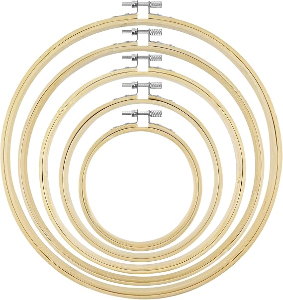 embhand 5 Pieces Bamboo Embroidery Hoops - Round Circle Cross Stitch Hoop Ring(4, 6, 8, 9, 10) Set for Embroidery, Home Ornaments, Craft Sewing