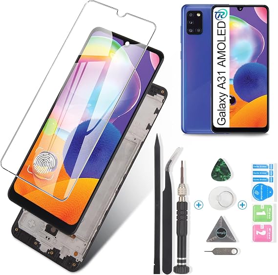 OLED Screen for Samsung Galaxy A31 Screen Replacement for Samsung A31 A135 SM-A315F SM-A315F/DS SM-A315G/DS LCD Touch Screen Display Digitizer Assembly Parts 6.4" wtih Kit(Support Fingerprint)