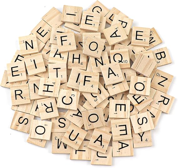 100 Pcs Wooden Spelling Tiles, Replacement Letters Wood Letter Tiles, Tiles for Crafts A-Z Capital Letters for Crafts Wedding Decor Alphabet Coasters & Crossword Game DIY Gift