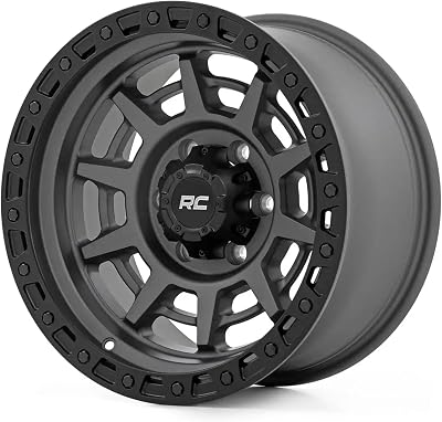 Rough Country 85 Series One-Piece Aluminum Wheel with Simulated Beadlock - 17x9, 6x5.5 Bolt Pattern, 18mm Offset, Gunmetal GrayBlack