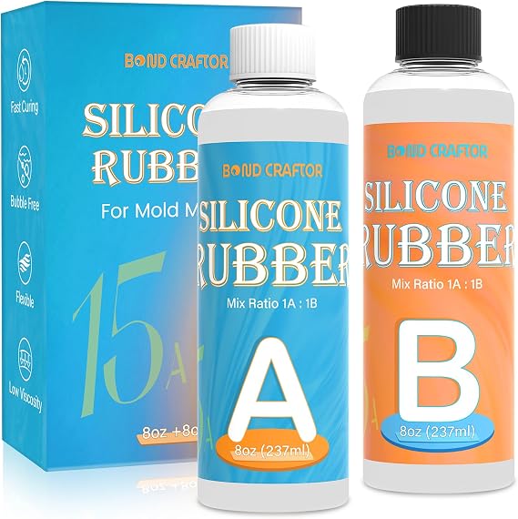 Bond Craftor 15A Silicone Mold Making Kit 16oz, 4H Cure Platinum Silicone | Bubble Free, Translucent, High Tear Strength Liquid Silicone Rubber for Resin, Jewelry, Craft, Soap, 3D Silicone Molds