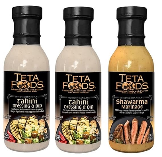 Teta Foods Middle Eastern Dressings and Marinades (2 Tahini, 1 Shawarma)