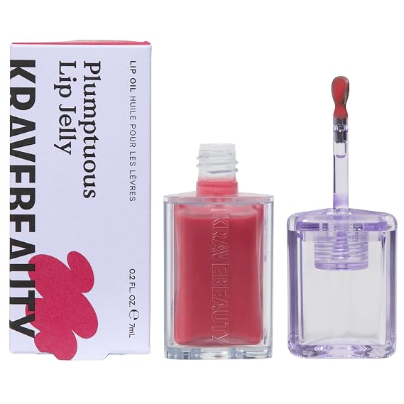 KraveBeauty Plumptuous Lip Jelly Tinted Lip Oil, Guava Blush, 7 mL