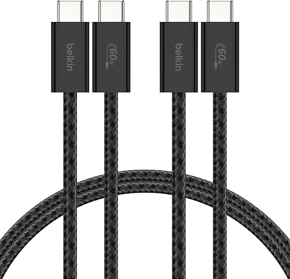 Belkin 2'li Örgülü USB-C - USB-C Kablo, 1,5 m, 60 W – Yumuşak, Esnek ve Hızlı Şarj Kablosu, iPhone 17 ve 16 Serisi, Galaxy S25, Pixel 10, iPad Pro ve Daha Fazlasıyla Uyumlu, Siyah
