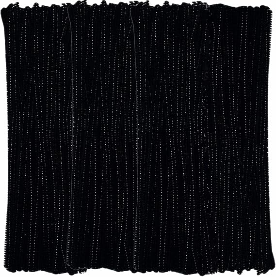 Pipe Cleaners Black Chenille Stems(400 Pack) for Crafts Art Creative Decorations (6 mm x 12 Inch)