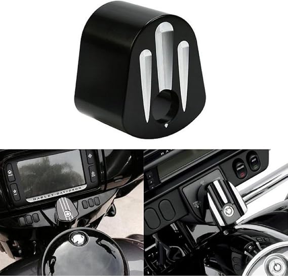 KATUR CNC Ignition Switch Cover Motorcycle CNC Accessory Chrome Edge Cut Billet Aluminum Compatible with Har Ley Electra Street Glide 2006-2013 (Black)